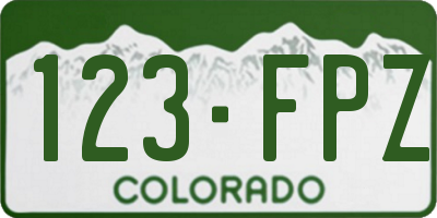 CO license plate 123FPZ