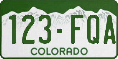 CO license plate 123FQA