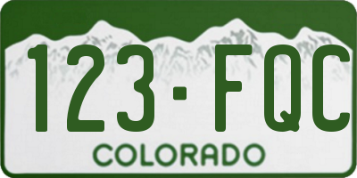 CO license plate 123FQC