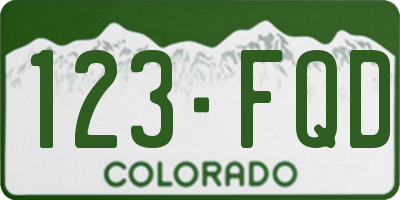 CO license plate 123FQD