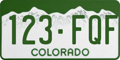 CO license plate 123FQF