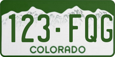 CO license plate 123FQG