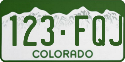 CO license plate 123FQJ