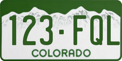 CO license plate 123FQL