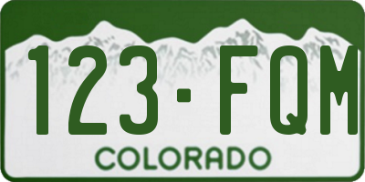 CO license plate 123FQM