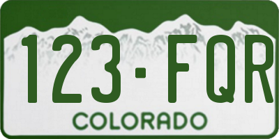 CO license plate 123FQR