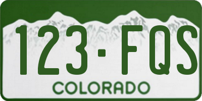 CO license plate 123FQS
