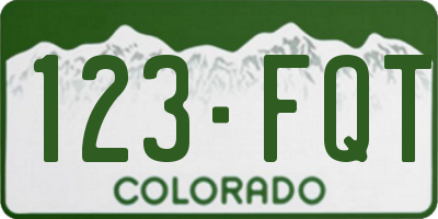 CO license plate 123FQT