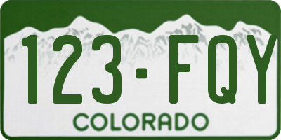CO license plate 123FQY