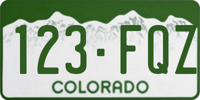 CO license plate 123FQZ