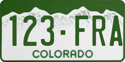 CO license plate 123FRA