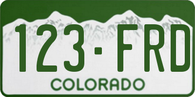 CO license plate 123FRD
