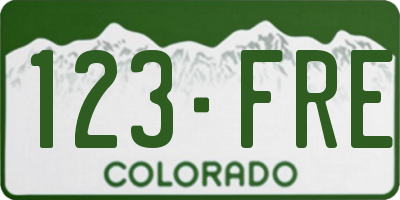 CO license plate 123FRE