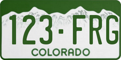 CO license plate 123FRG