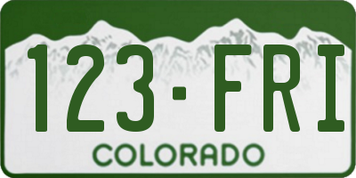 CO license plate 123FRI