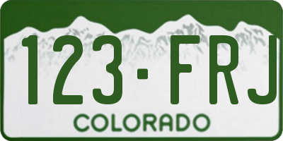 CO license plate 123FRJ