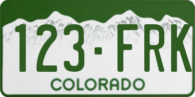 CO license plate 123FRK