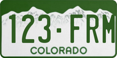 CO license plate 123FRM