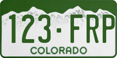 CO license plate 123FRP