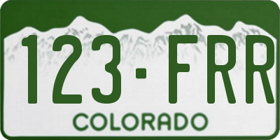 CO license plate 123FRR