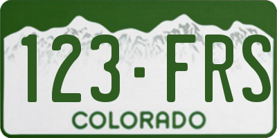 CO license plate 123FRS