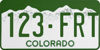 CO license plate 123FRT