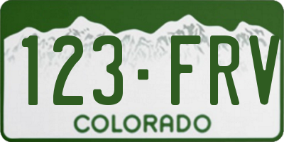 CO license plate 123FRV
