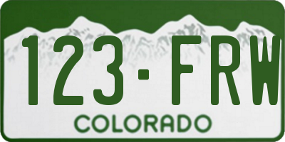 CO license plate 123FRW