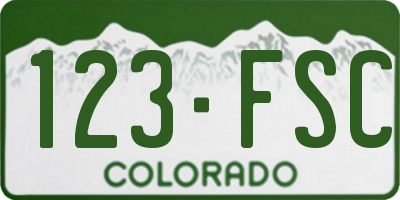 CO license plate 123FSC