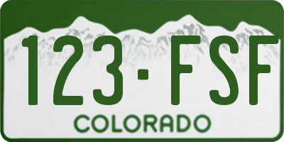 CO license plate 123FSF