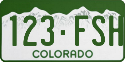 CO license plate 123FSH