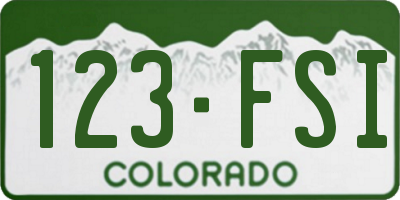 CO license plate 123FSI