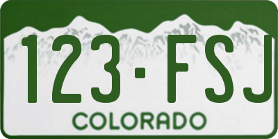 CO license plate 123FSJ