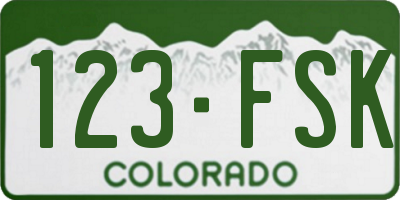 CO license plate 123FSK