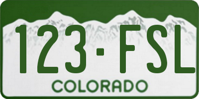 CO license plate 123FSL