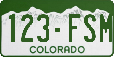 CO license plate 123FSM