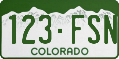 CO license plate 123FSN