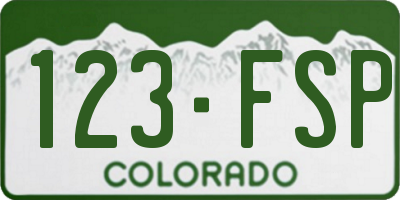 CO license plate 123FSP