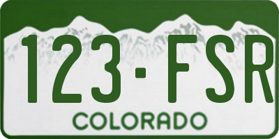 CO license plate 123FSR
