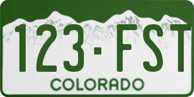 CO license plate 123FST