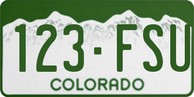 CO license plate 123FSU