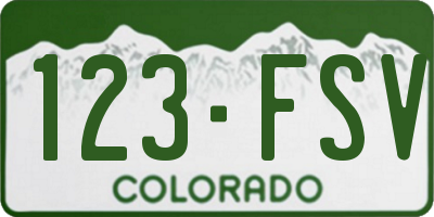 CO license plate 123FSV