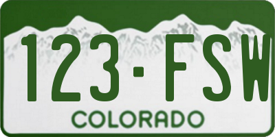 CO license plate 123FSW