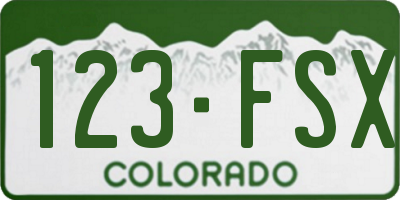 CO license plate 123FSX