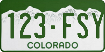 CO license plate 123FSY