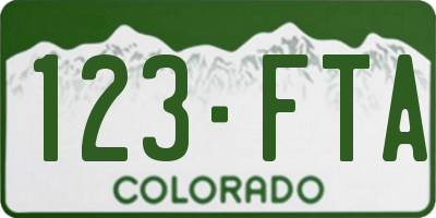 CO license plate 123FTA