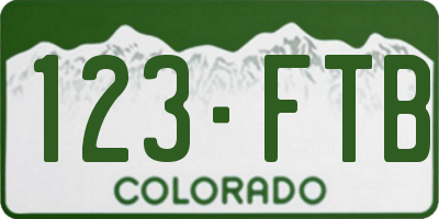 CO license plate 123FTB