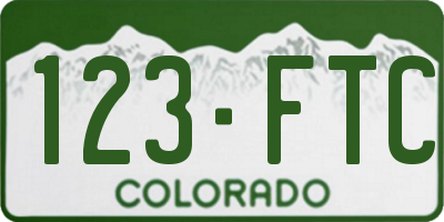 CO license plate 123FTC