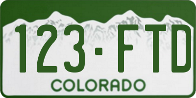 CO license plate 123FTD