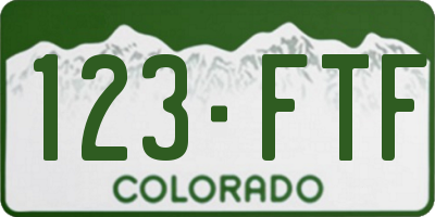 CO license plate 123FTF